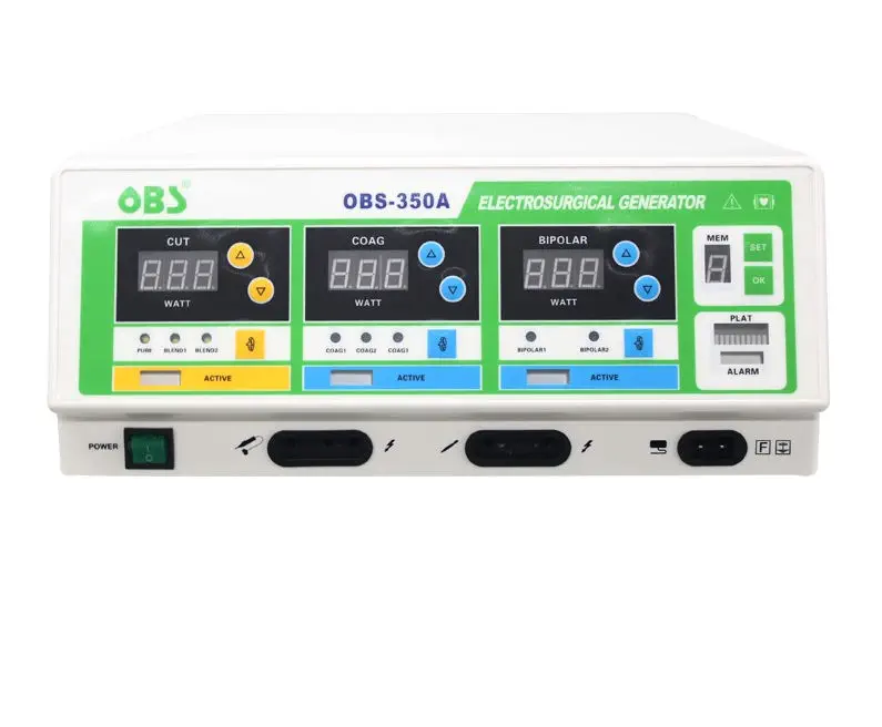 El Electrobisturí OBS Modelo 350A está diseñado para brindar un rendimiento seguro y eficiente en procedimientos quirúrgicos de baja, mediana y alta complejidad. Su tecnología avanzada ofrece modos de corte puro, corte coagulado y coagulación bipolar, garantizando mayor control durante la intervención.